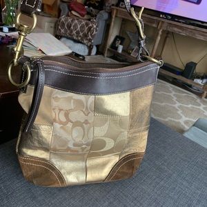 Vintage Coach gold patchwork crossbody bag